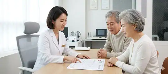 보청기-국가보조금-서류-상담-—-청력건강관리전문가와-어르신-상담-장면