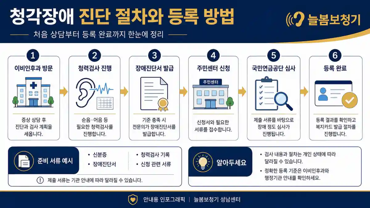 청각장애 진단 절차와 등록 방법 2026 - 늘봄보청기 성남센터